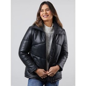 Parton Leather Padded Jacket in Black - Size 8