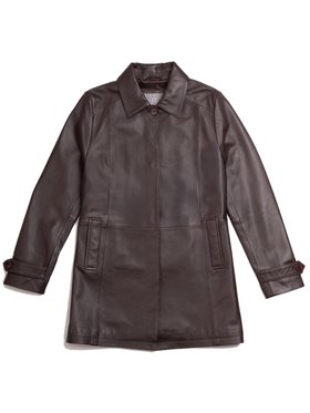 Bilsco Longline Leather Jacket in Seal Brown
