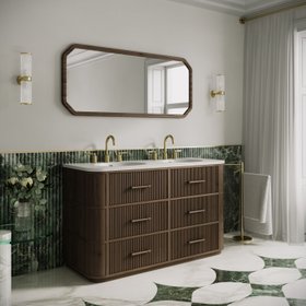 Savoy Wall Hung Double Vanity Unit & Stone Basin 1400mm Walnut