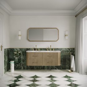 Savoy Wall Hung Double Vanity Unit & Stone Basin 1400mm Smoked Oak