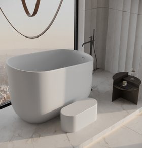 Soak Japanese Soaking Tub 1350mm - Matte White Stone