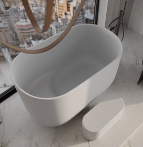 Soak Japanese Soaking Tub 1350mm - Matte White Stone