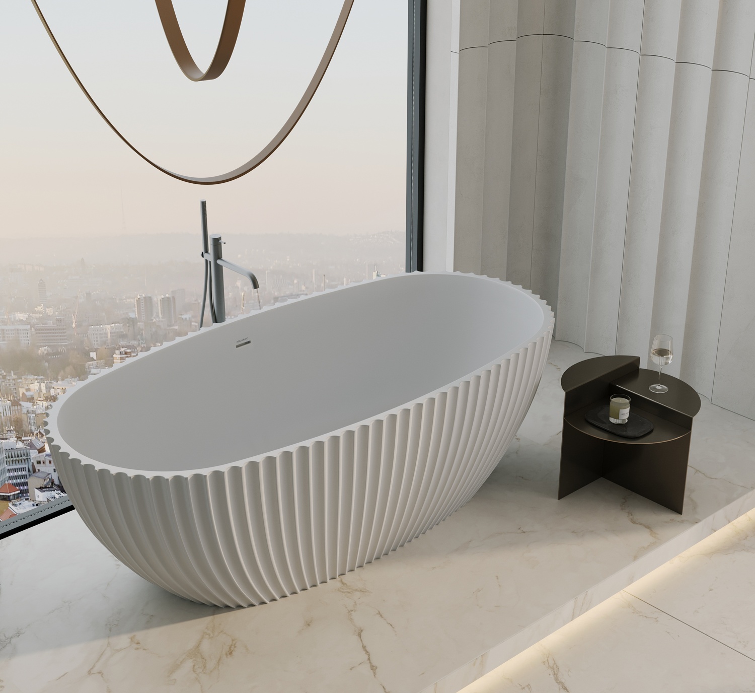 Bijou Freestanding Fluted Stone Bath 1750mm