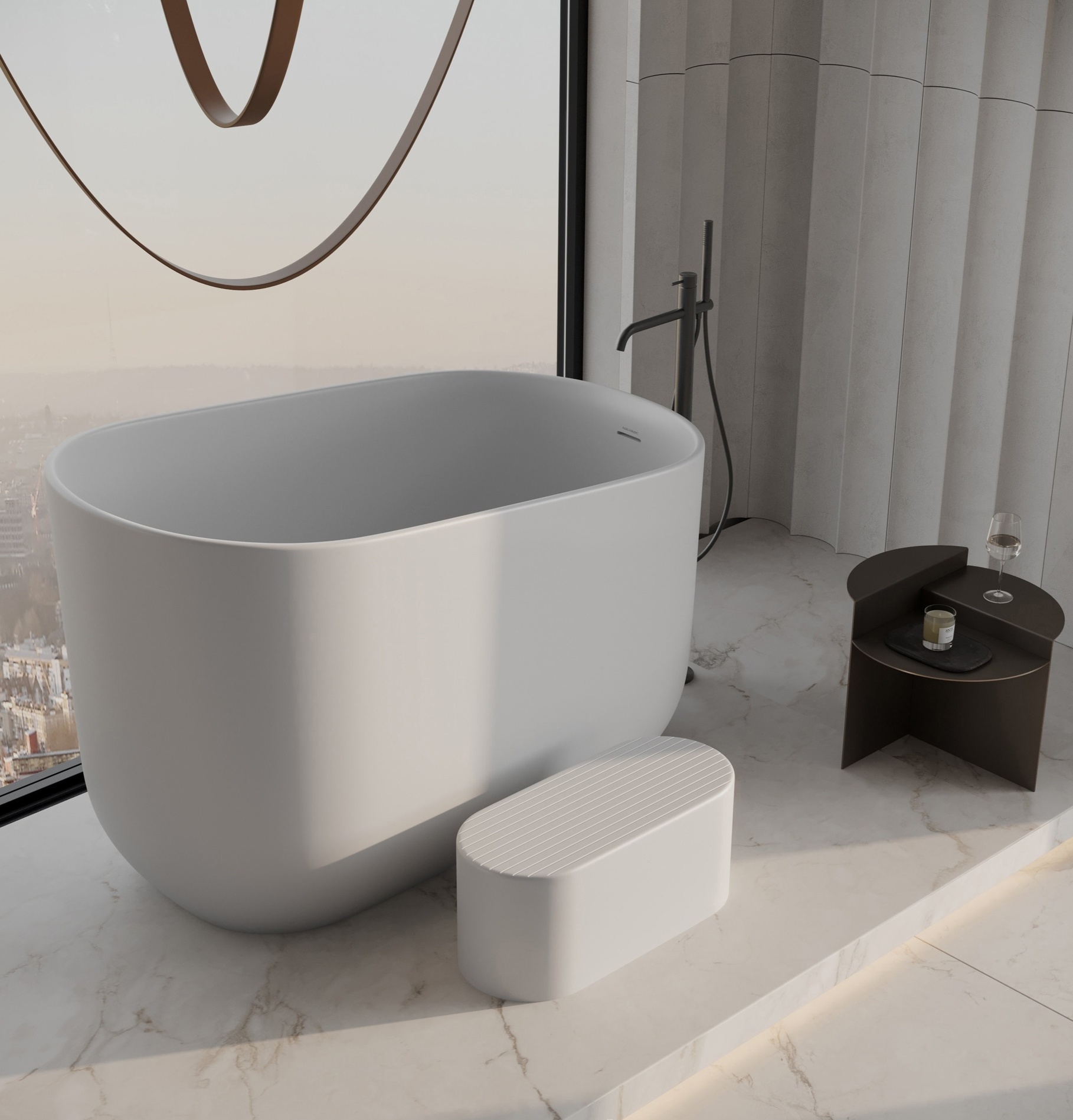 Soak Japanese Soaking Tub 1350mm - Matte White Stone