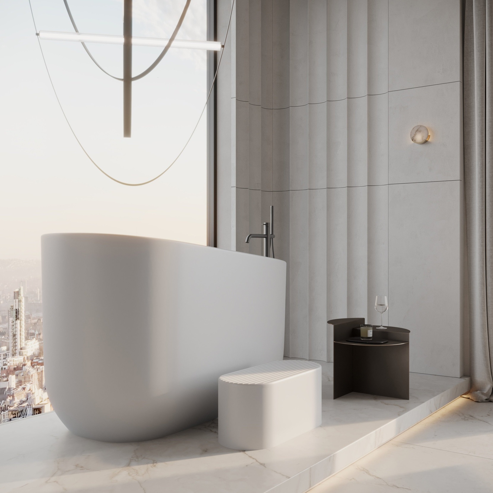 Soak Japanese Soaking Tub 1350mm - Matte White Stone