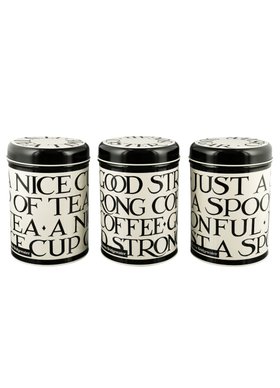 Black Toast Set Of 3 Round Tin Caddies