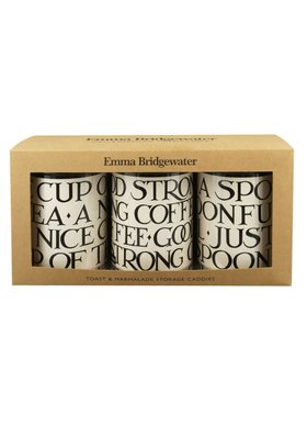Black Toast Set Of 3 Round Tin Caddies