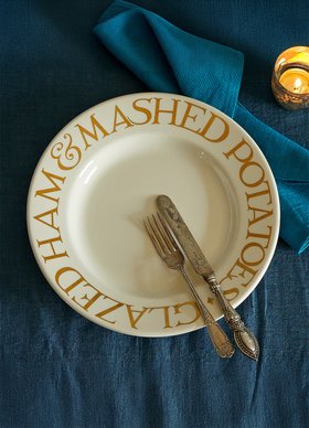 Gold Toast Glazed Ham Large Dinner Plate, 10.5 Inch