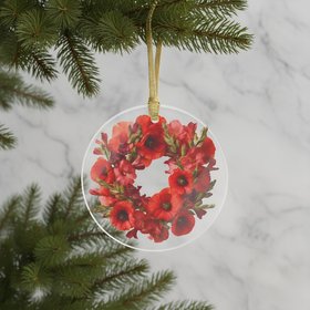 Poppy & Gladiolus Wreath Ornament · August Birth Flowers