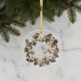 Holly & Narcissus Wreath Ornament · December Birth Flowers