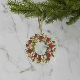 Rose & Honeysuckle Wreath Ornament · June Birth Flowers