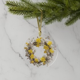 Daffodil & Cherry Blossoms Wreath Ornament · March Birth Flowers