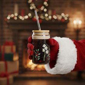 December Birth Flower Can Glass · Narcissus & Holly