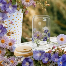 September Birth Flower Can Glass · Aster & Morning Glory