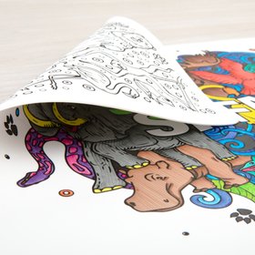 Double-sided Reusable Silicone Colouring Mat - Safari