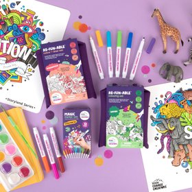 Imagination & Safari Reusable Colouring & Drawing Sets with Markers