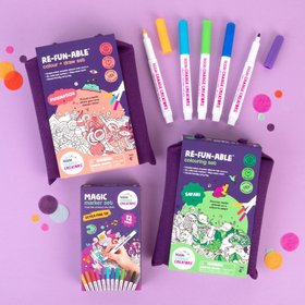 Imagination & Safari Reusable Colouring & Drawing Sets with Markers
