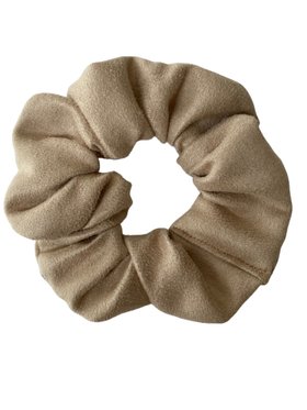 Faux suede scrunchie in taupe- slim