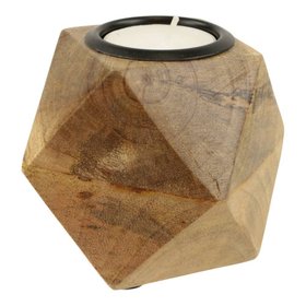 Vita Geometric Wooden Tealight Holder | Sustainable Mango Wood