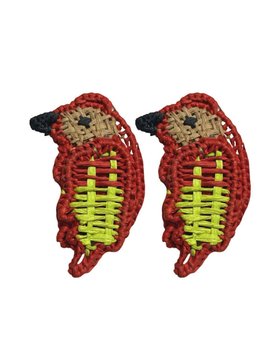 Handcrafted Parrot Raffia Napkin Rings (Set of 2) | Majestic Tropical Table Decor