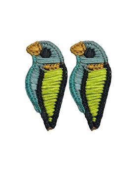Handcrafted Parakeet Raffia Napkin Rings (Set of 2) | Tropical Artisan Table Decor