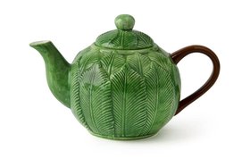 Foliage 500ml Botanical Ceramic Teapot | Vibrant Green Leaf Design | Nature-Inspired Tea Service