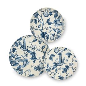 Colibri 12-Piece Ceramic Dinnerware Set | Blue Nature-Inspired Relief Design | Featured in InsideKent Magazine "Blue True" 2026