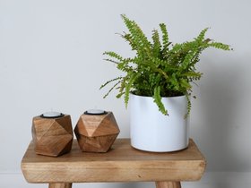 Vita Geometric Wooden Tealight Holder | Sustainable Mango Wood Cube