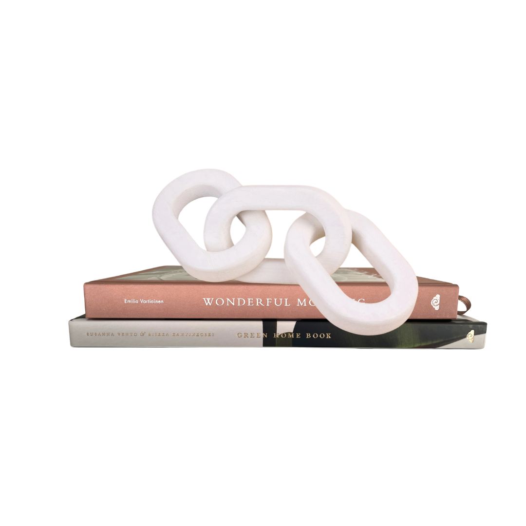 Wood Chain Link Decor, white