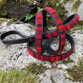 Maasai Beaded Red Stripe Lead & Collar Set