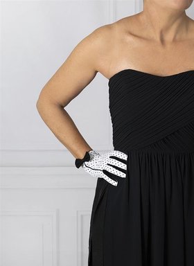 Women's Spotted Cotton Gloves with Side Bow and Trim