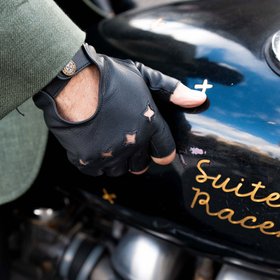 Men’s The Suited Racer Fingerless Water-Resistant Leather Driving Gloves