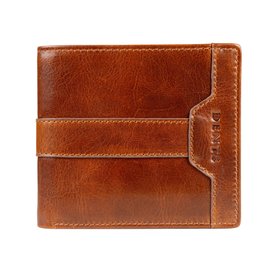Men’s Distressed Leather Bifold Wallet with RFID Blocking and Box Coin Purse