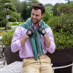 Men's Fingerless Leather Driving Gloves
