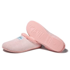 Mercredy Cord Fluffy Trim Pink Slippers
