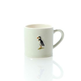 Embossed Puffin Sage Green Mug