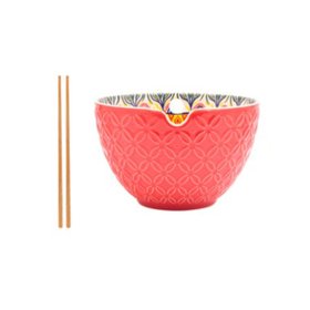 Tuscany Red Bowl with Chopsticks