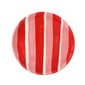 Striped Pink & Red Side Plate