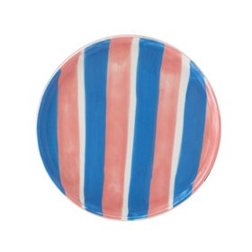 Striped Pink & Blue Side Plate