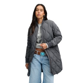 Superdry Long Quilted Charcoal Grey Jacket