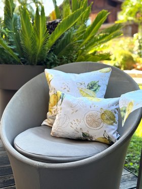 Hochwertige Kissenhülle ca. 40x40 cm aus 100% Baumwolle – Zitronen-Design aus der beties "Italy Collection"