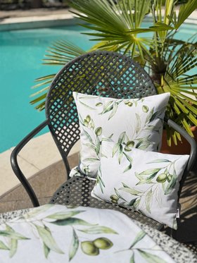 Mediterrane Kissenhülle ca. 50x50 cm aus 100% Baumwolle - Oliven Design aus der beties "Italy Collection"