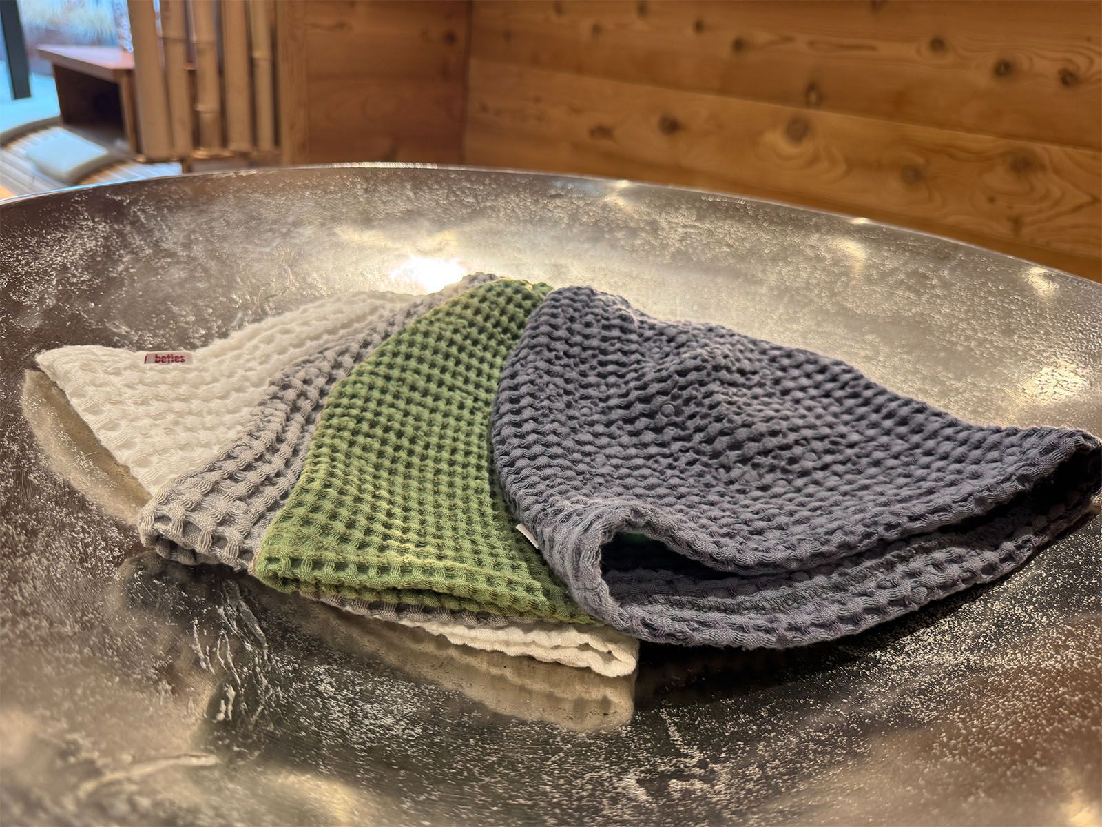 Sauna Beanie – One Size – Saunahut aus Waffelpique Leinen-Baumwoll-Mix – nordisches Design beties 