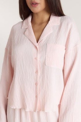 Pink Crinkle Pyjama Shirt