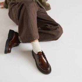 Etta Lace-Up Chunky Loafers, Tan