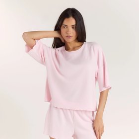 Soft Waffle Pyjama Top - Pink - XL - Women's Loungewear