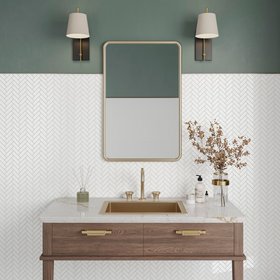 Reno Herringbone White Mosaic Tile