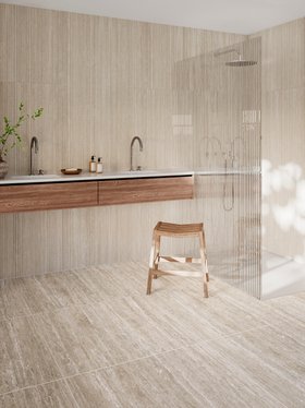 Earthen Chisel Travertine Tile (39.7cm x 79.5cm)