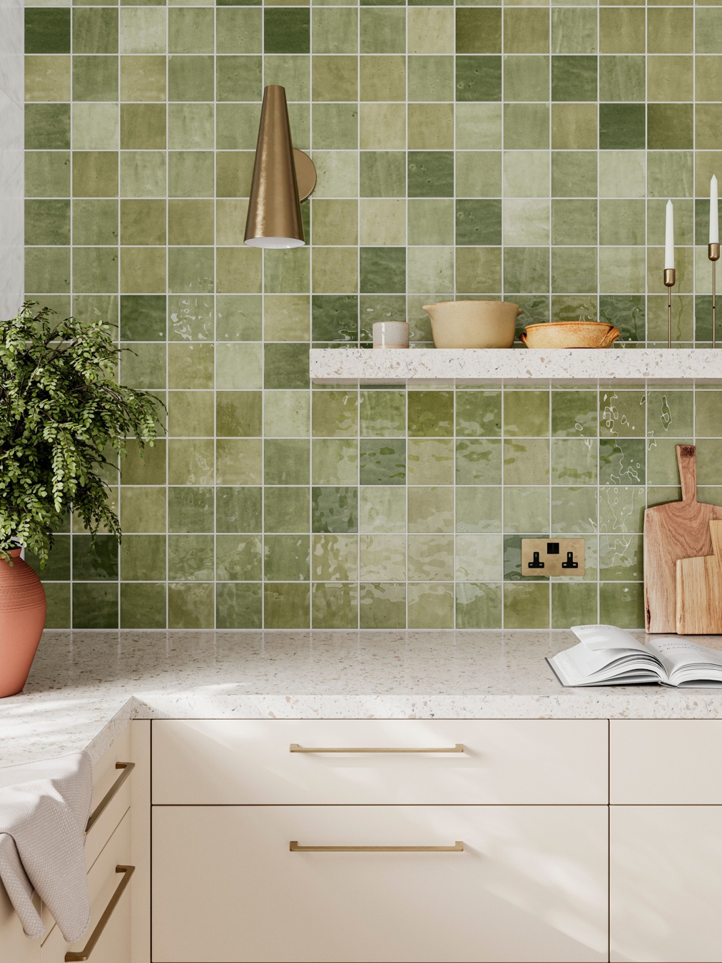 Tanjin™ Olive Tile (10.7cm x 10.7cm)