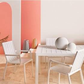 Abode Aluminium 6 Seater Dining Table & 6 Chairs Ivory